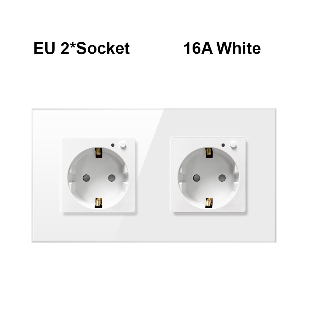Avatto tuya eu wifi smart vegguttak med luksuriøst glasspanel, smart liv app smart vegguttak arbeid til google hjem, alexa: 2 uttak med 16a