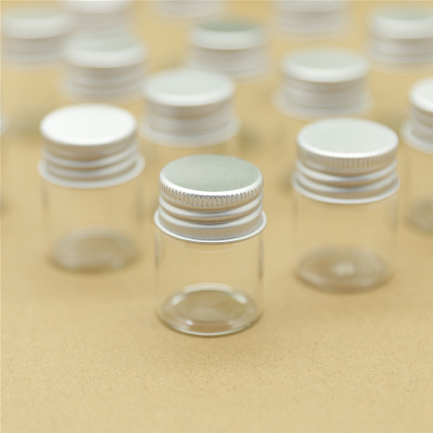 24 pezzi 30*40mm 15ml Mini vasetti di vetro tappi in alluminio bottiglie di vetro fiale contenitori di vetro trasparente piccola bottiglia di vetro carina