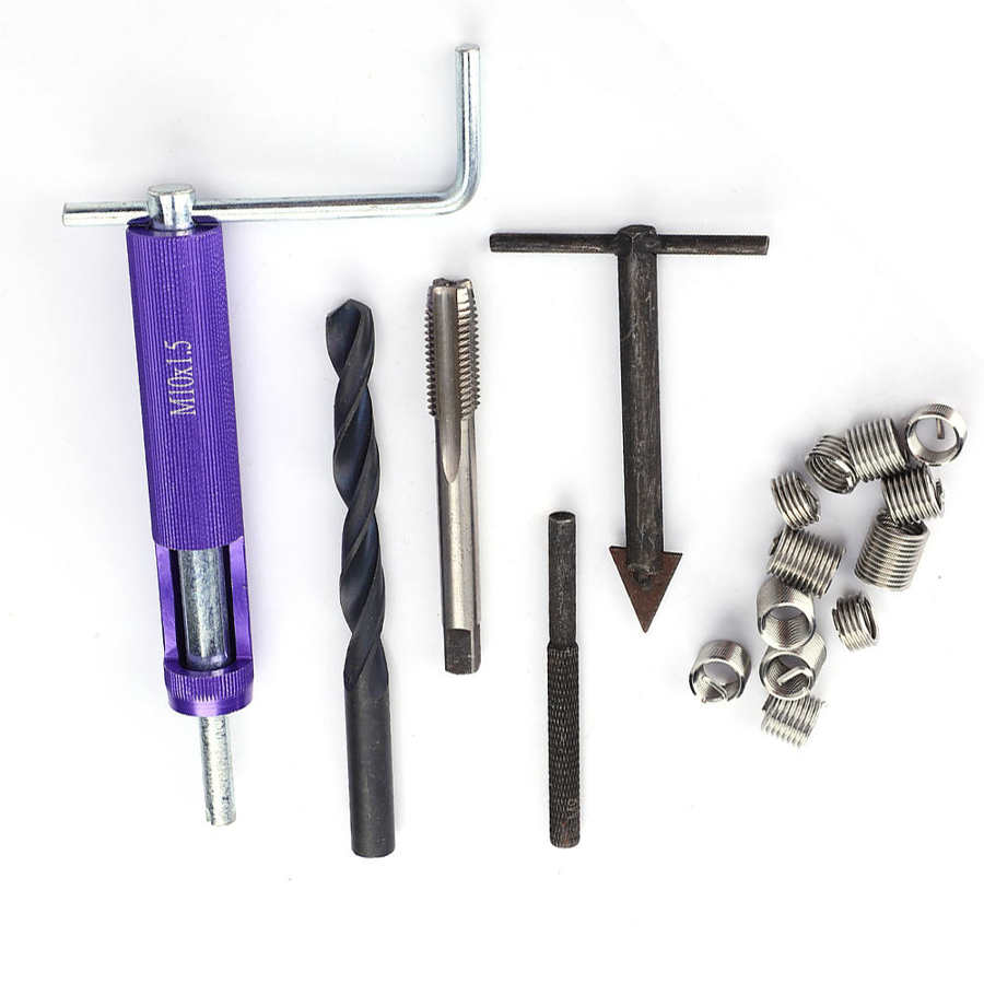 Universal Internal Thread Repair Tool M10 x 1 25 Stainless Steel Thread Repair Insert Kit + 12PCS Screw Sleeve 1D 1 5D 2D