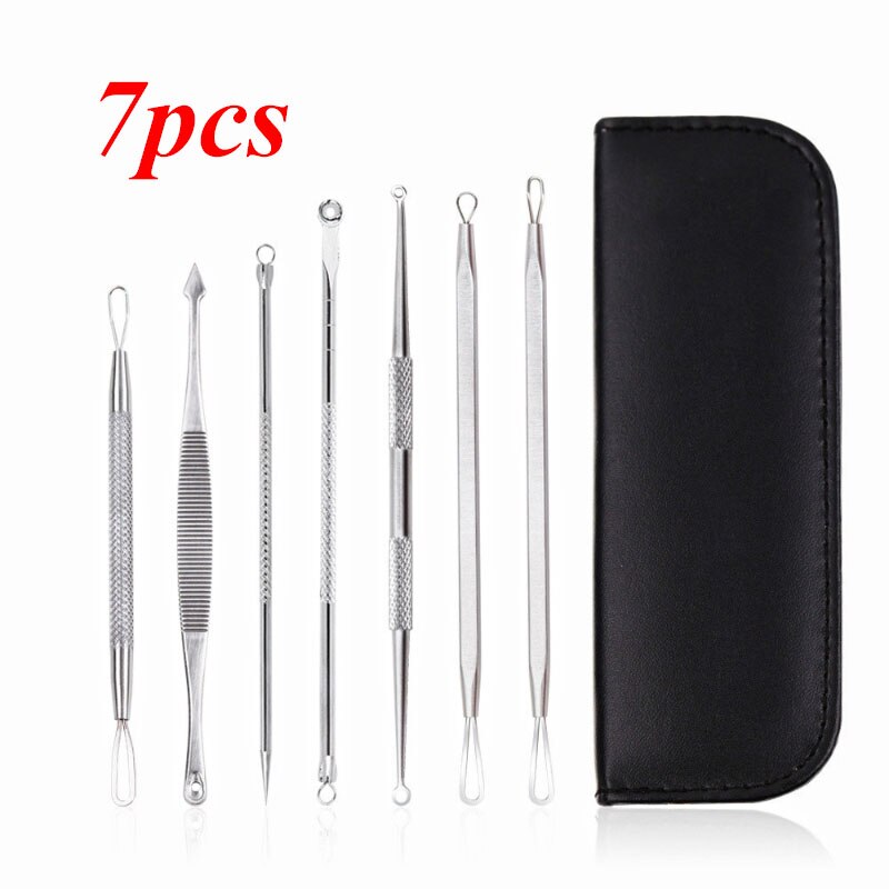 Stainless Steel Acne Removal Needles Pimple Blackhead Remover Tools Spoon Beauty Face Skin Care Tools Needle Facial Pore Cleaner: 7pcs