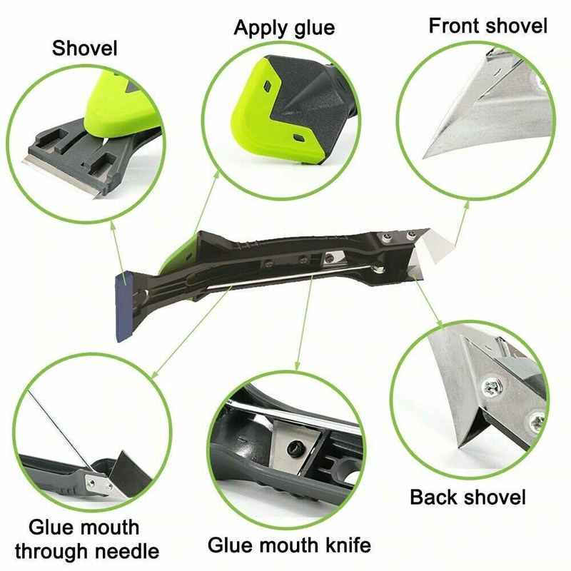 MoldOff Removal Home Kit 5-in-1 Grout Scraper Grout Smoother Set Calking Sealant Tool for Tiles Kitchen Bathroom Floor L