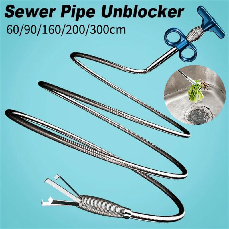 Sewer Pipe Unblocker Snake Spring Pipe Dredging Tool Kitchen Bathroom Sewer Cleaning Tool Sink Pipe Unblocker 60-300cm
