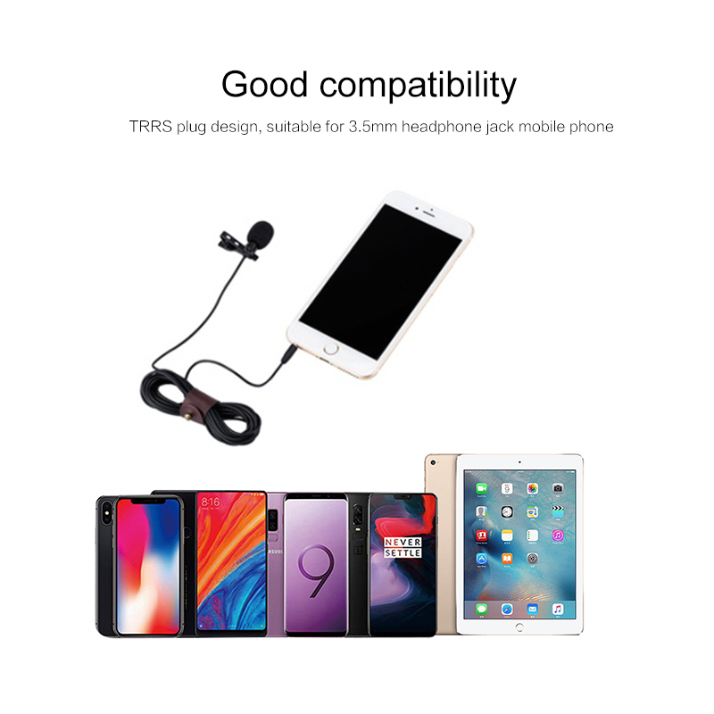 Microphone Clip-on Collar Tie Mobile Phone Lavalier Microphone Mic For Ios Android Cell Phone Laptop Tablet Recording