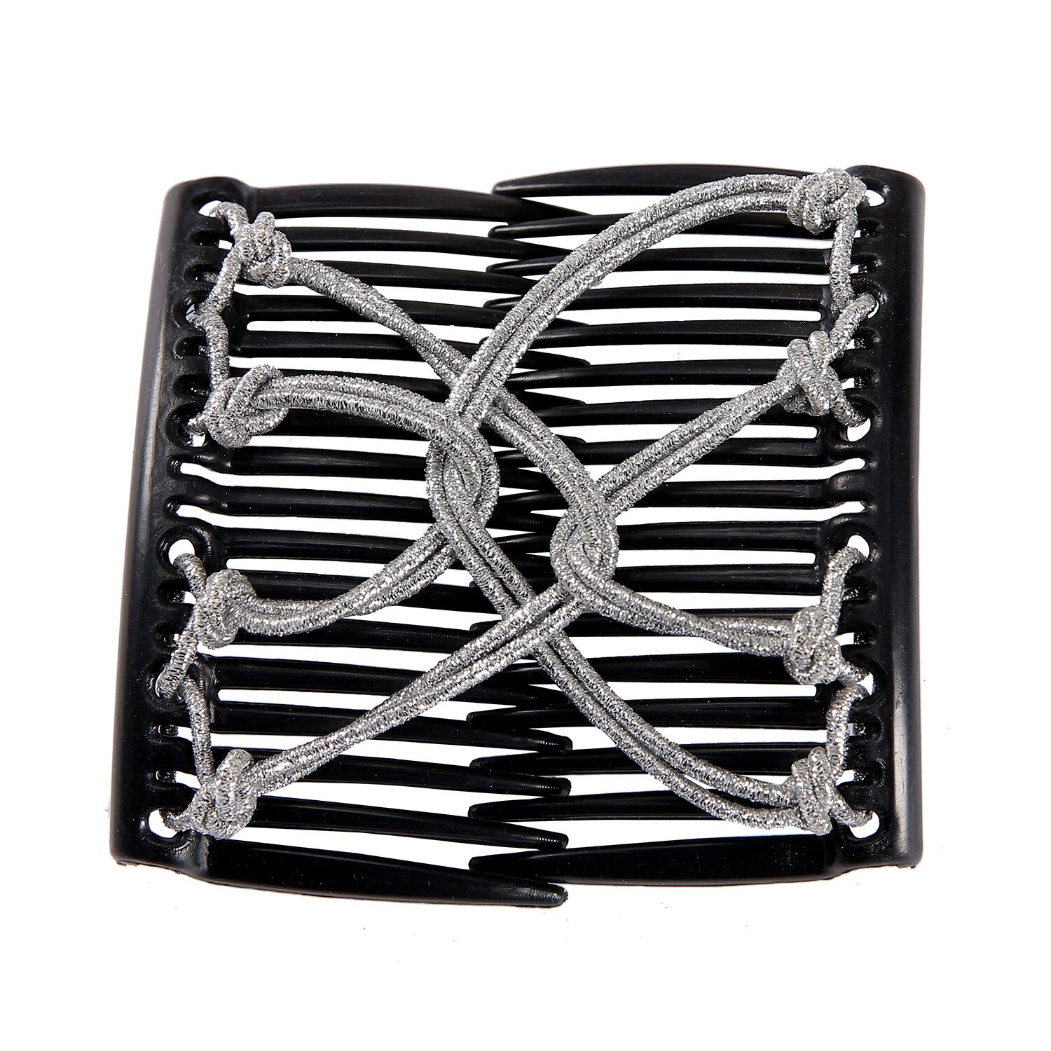 Mode Haarkam Klauw Broodje Dames Magische Kralen Elastische Dubbele Bands String Haarspeld Tool Paardenstaart Haaraccessoires Kapselbanden: Donkergrijs