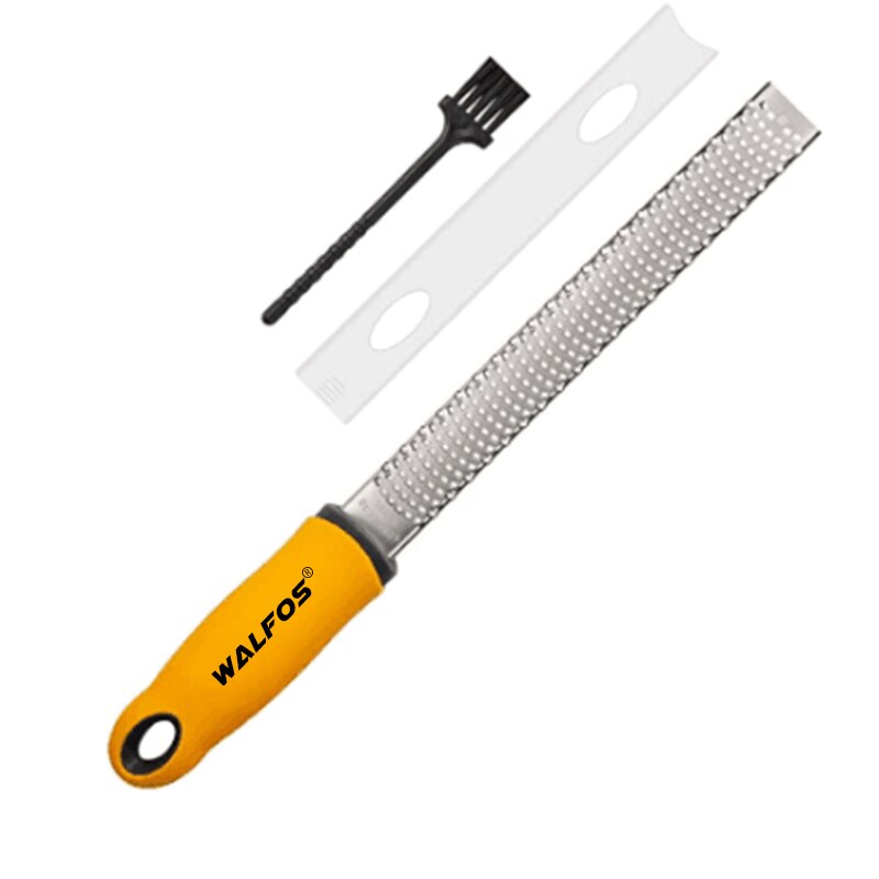Walfos Multifunction Stainless Steel Lemon Zester Fruit Peeler Cheese Zester Microplane Grater Fruit Vegetable: Yellow