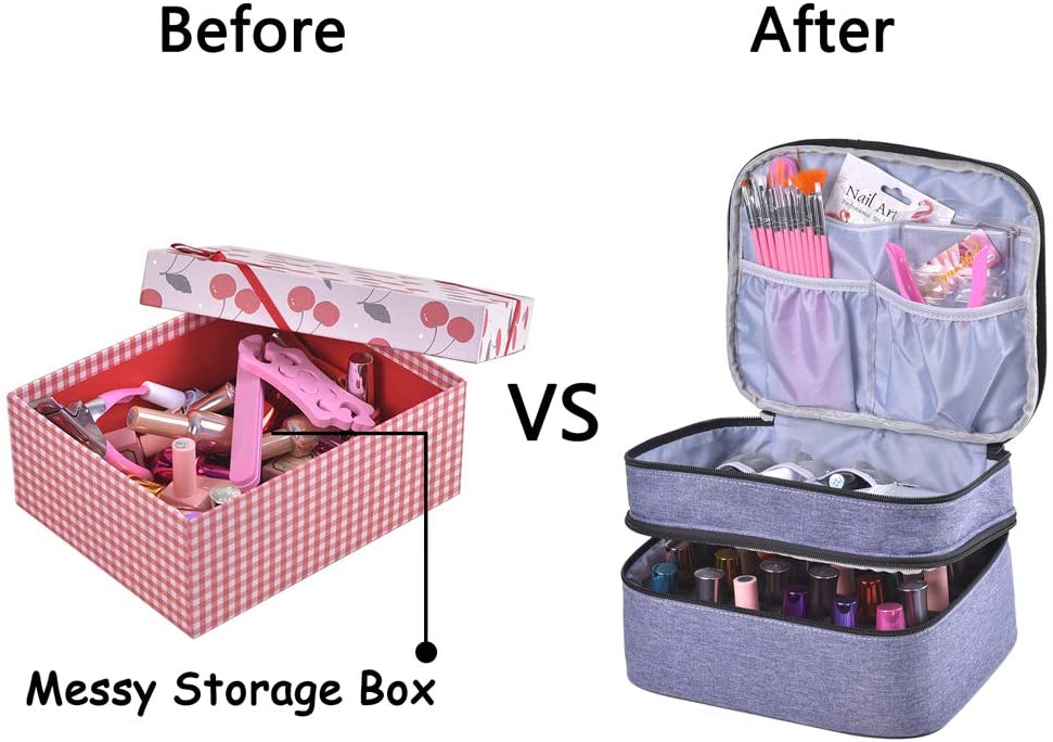 30 gitter neglelak opbevaringstaske kosmetisk æterisk olie parfume håndtaske dobbelt-lags bærbar læbestift organizer box holder