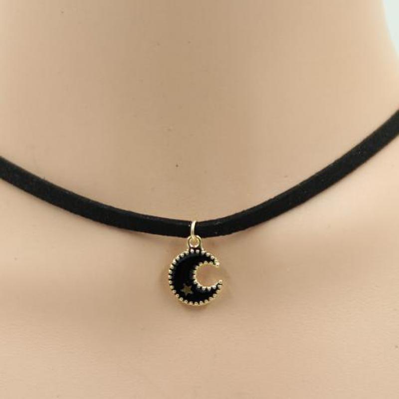 Koreaanse Sieraden Gothic Eenvoudige Kraag Cherry Moon Ketting Statement Ketting Voor Vrouwen Hanger Ketting Bijoux Homme