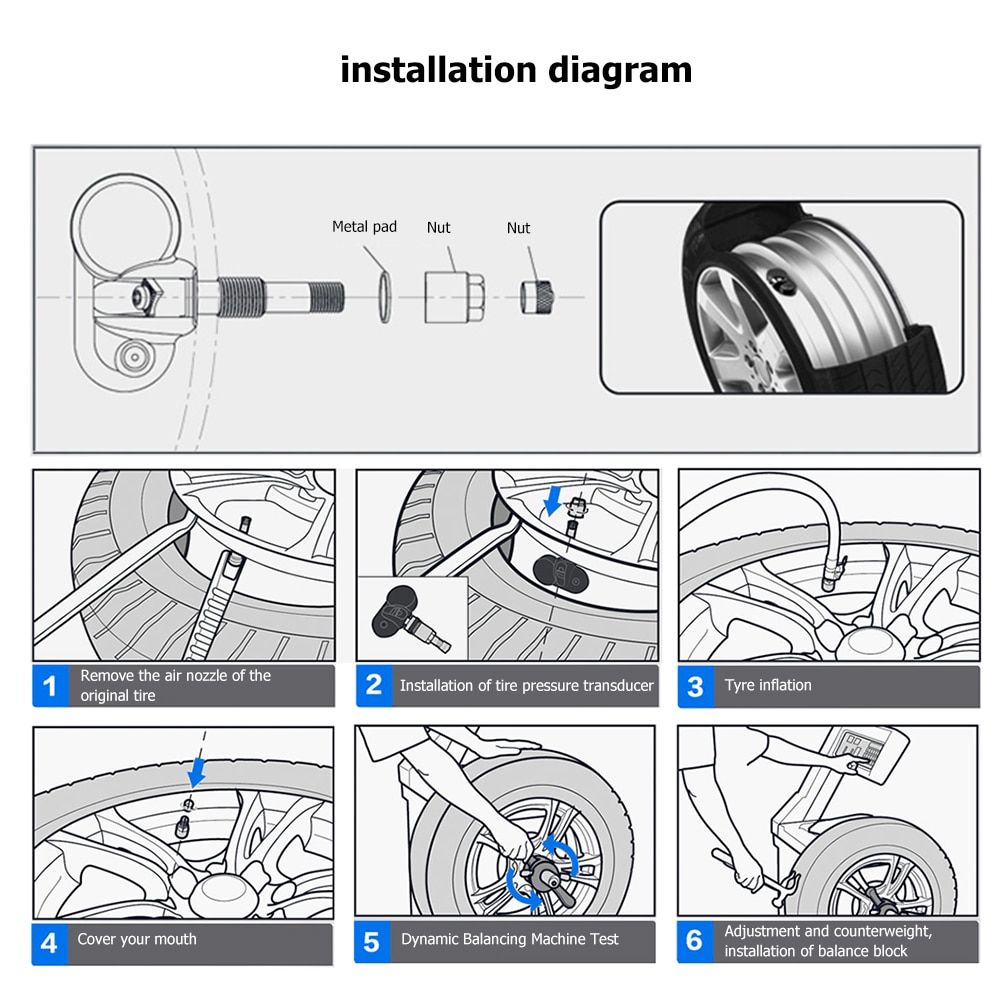 Solar Power Car TPMS Automobiles Tyre Tire Pressure Monitoring System with 4 External Internal Sensor