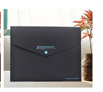 EZONE 1PC A4 Button File Bag Large Capacity Multi-layer Folder 8 Colors Meeting Information Bag Utility Stationery: Black Blue