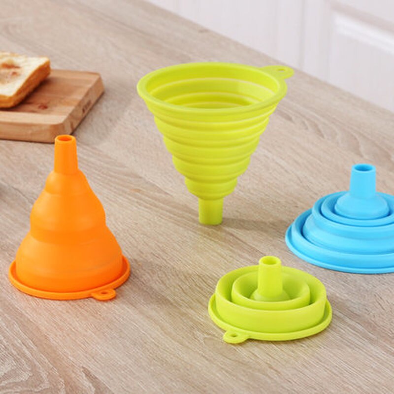1pcs Mini Foldable Funnel Silicone Collapsible Funnel Folding Portable Funnels Be Hung Household Liquid Dispensing Kitchen Tools