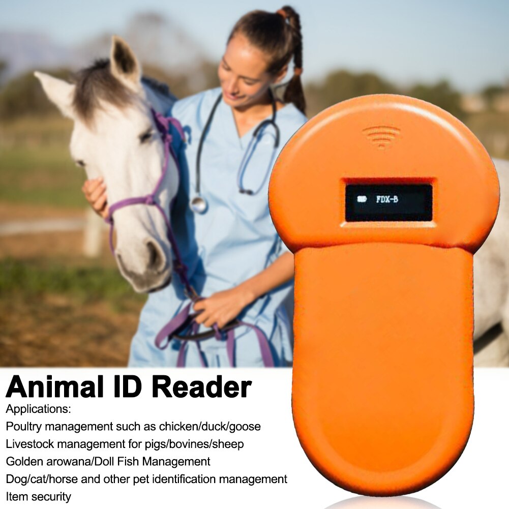 134.2Khz Handheld Portable ABS Microchip Scanner For Cats Horse Built-in Buzzer Home OLED Display Animal ID Reader ISO FDX-B