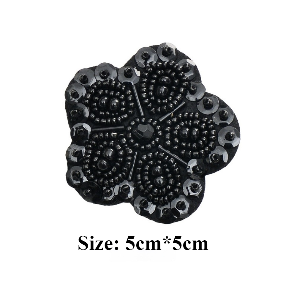 Cuentas hechas a mano, cuentas simples negras, tubo, flores, hojas, estrella, pegatina de tela pequeña, ropa, pantalones, decoración, parche con agujero: Cobre