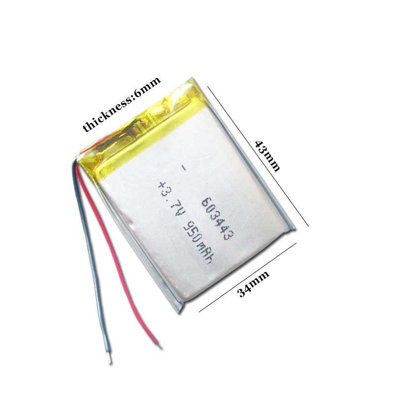 3.7V Lipo cells 603443 950mah Lithium Polymer Rechargeable Battery For MP3 MP4 GPS car recorder Bluetooth headset Toy batteries