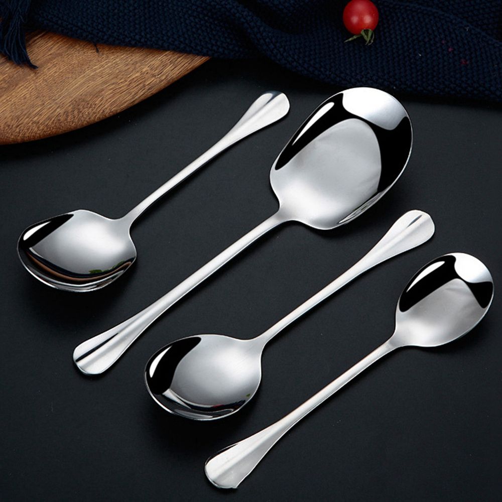 1PC Kitchen Dinner Dish Public Spoon Soup Restaurant Large Stainless Steel Distributing Spoon Buffet Serving Spoon