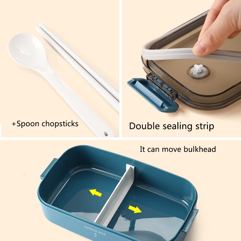 1600ml Healthy Material 2-Layer Lunch Box Microwave Oven Bento Box Food Storage Containers Bento Lunch Box Insulation Box