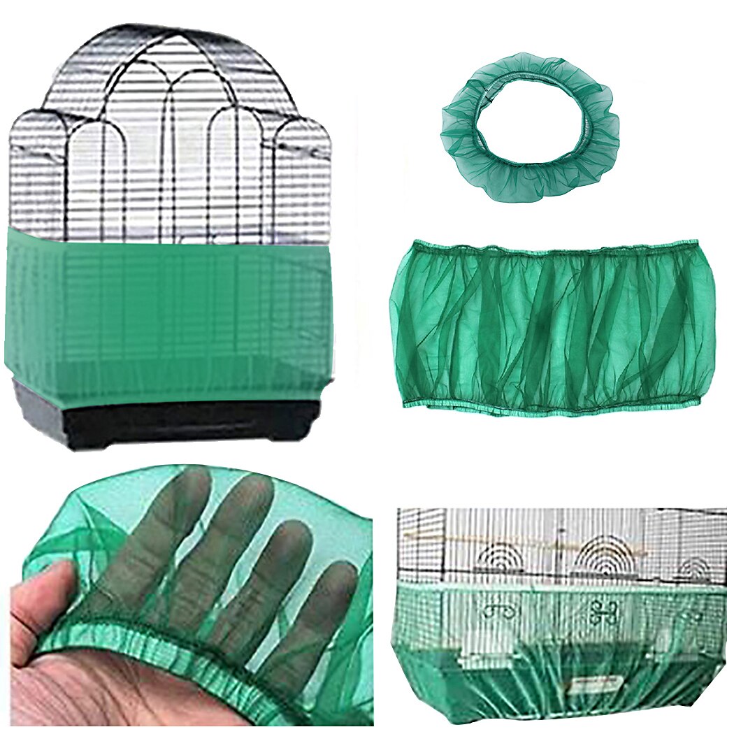 Groene Vogel Kooi Rok Universele Stretchy Luchtige Vogelkooi Cover Zand Catcher Premium Mesh Kooi Rok Voor Papegaai Dierbenodigdheden: Default Title