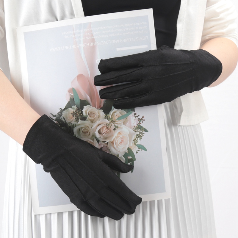 Elastische schwarz-weiße formelle Handschuhe Honor Guard Handschuhe Guard Santa Männer Frauen Inspektion Fäustlinge Arbeit Fahren Schmuck Butler Handschuhe: Black