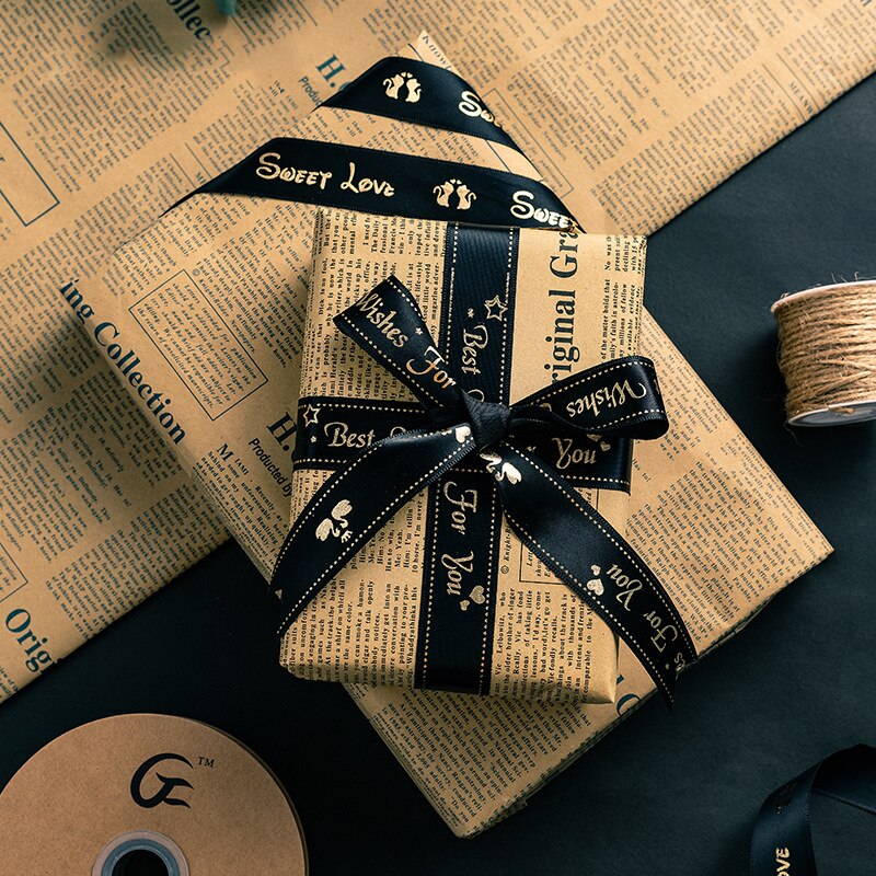 Papel de envoltorio de flores, Material de papel Kraft Retro de periódico inglés, ramo Floral, flor de embalaje