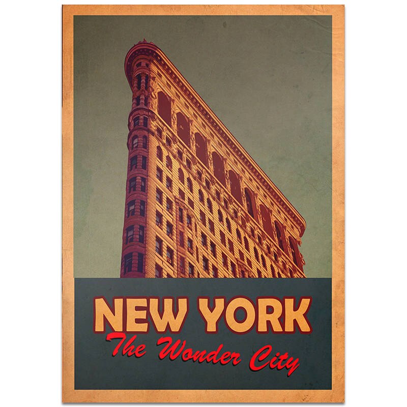 york landemerker plakat bytur veggklistremerke årgang kraftpapir kafé bar hotellinnredning håndmalt landskapsbilde 42 x 30cm: Tcity 255