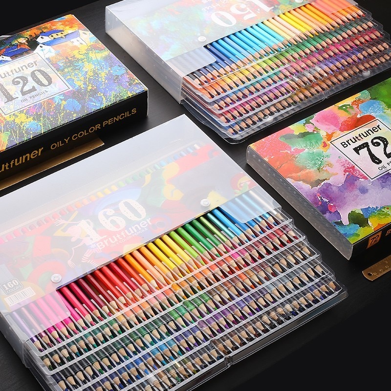 Brutfuner 48/72/120/160/180 Color Oil Color Pencils Set Wood Soft Watercolor Pencil For Drawing Sketch Art Supplies