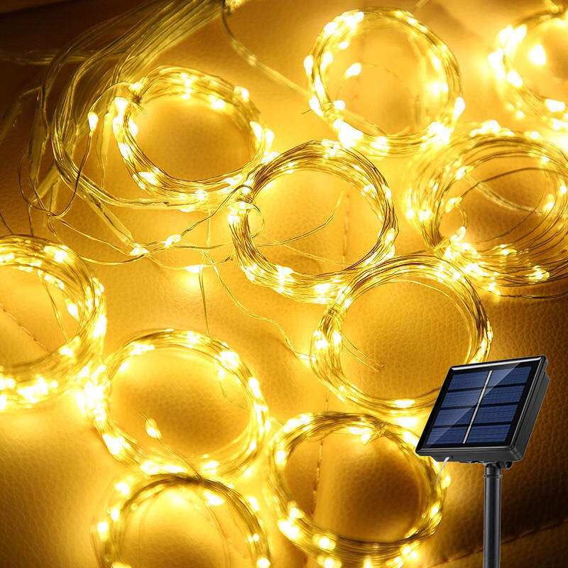 Cortina de luz Solar para exteriores, guirnalda de hadas Solar impermeable, luces de cadena para jardín, patio, pabellón, boda, , vacaciones, luces decorativas: orange / 11-15 W
