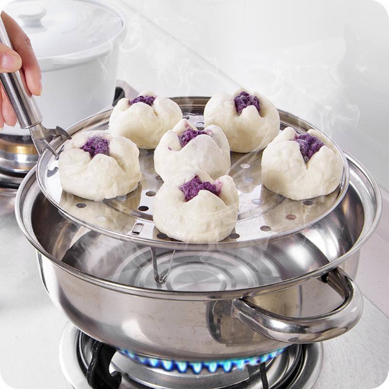 Rvs Plank Geïsoleerde Drie-Been Stoomboot Knoedel Lade Ronde Steamer Keuken Koken Gereedschap