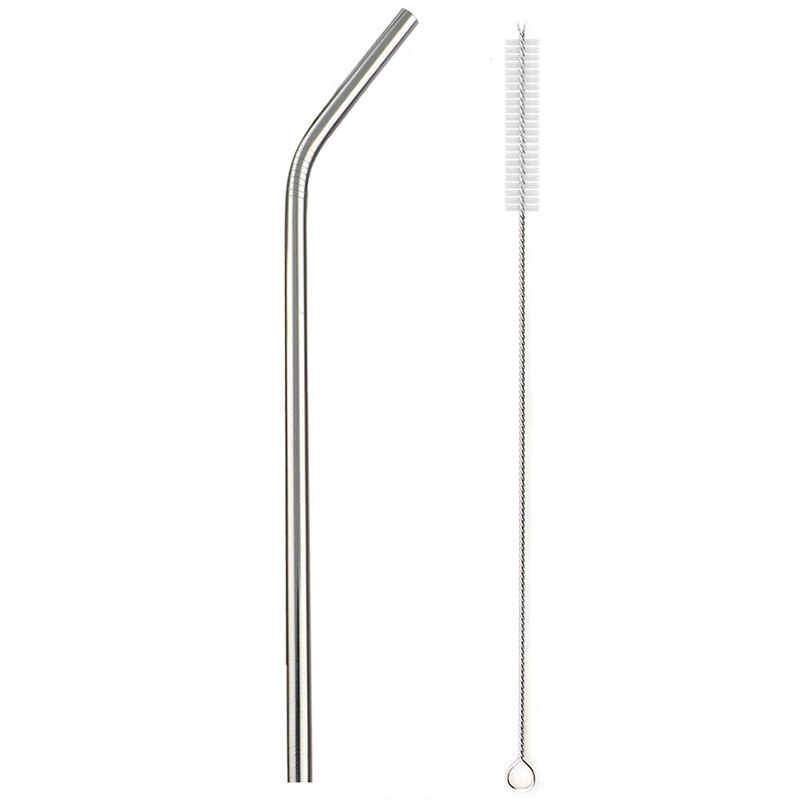 Reusable Metal Drinking Straw 304 Stainless Steel Colorful Straws Bent Straw Set With Cleaner Brush Bar Party Accessory