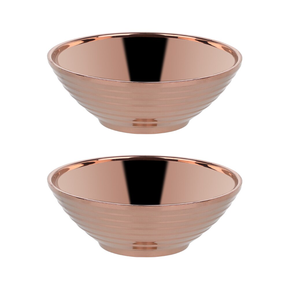 Japanese Stainless Steel Ramen Instant Noodles Bowl Large Rice Soup Salad Double layer Bowl For Restaurant Kitchen Tableware: Rose gold 2pcs