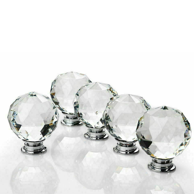 Diamantform 30-40mm krystal dørhåndtag skuffehåndtag skab træk køkkenskab dør garderobe håndtag hardware møbler