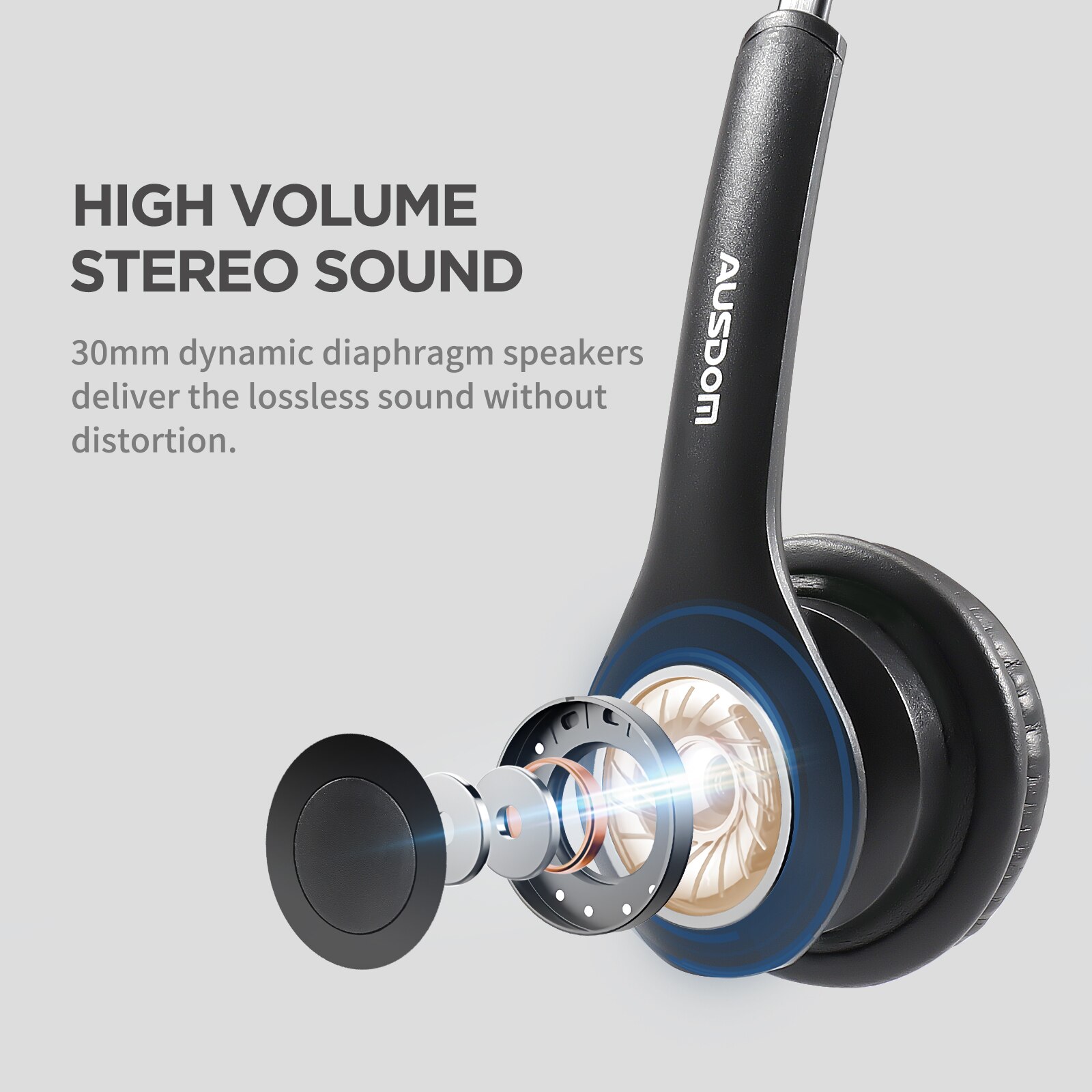 AUSDOM-auriculares BS01 para teléfono, con Cable USB y micrófono giratorio de 300 grados, para negocios