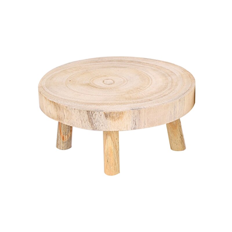 Printed Solid Wood Stool Flower Pot Stand Round Bench Plant and Succulent Flowerpot Base Holder Display Stand Stool Home: Wood-L