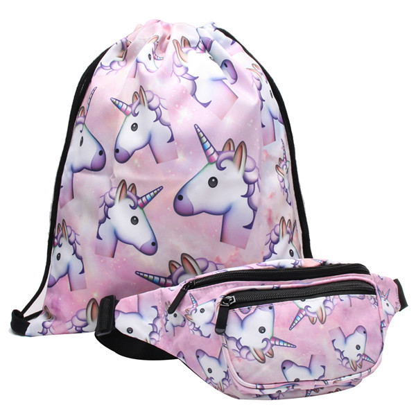 Deanfun 2 pièces/ensemble 3D imprimé Flamingo taille Pack sacs multifonctions Fanny Packs pour les femmes DS2: DYB-4 SKD-90