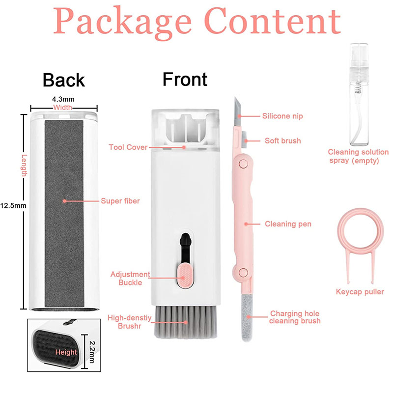Kit de limpieza 7 en 1, cepillo limpiador de teclado de ordenador, bolígrafo de limpieza para auriculares, herramientas de limpieza de teléfono, juego de extractor de teclas