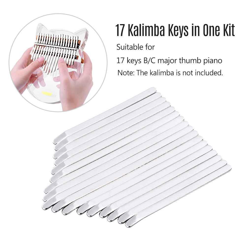 Lingting 17 Kalimba Toetsen Thumb Piano Sleutels Vervanging Kit Mangaan Staal Met Stickers Voor 17 Key B/C Major kalimba