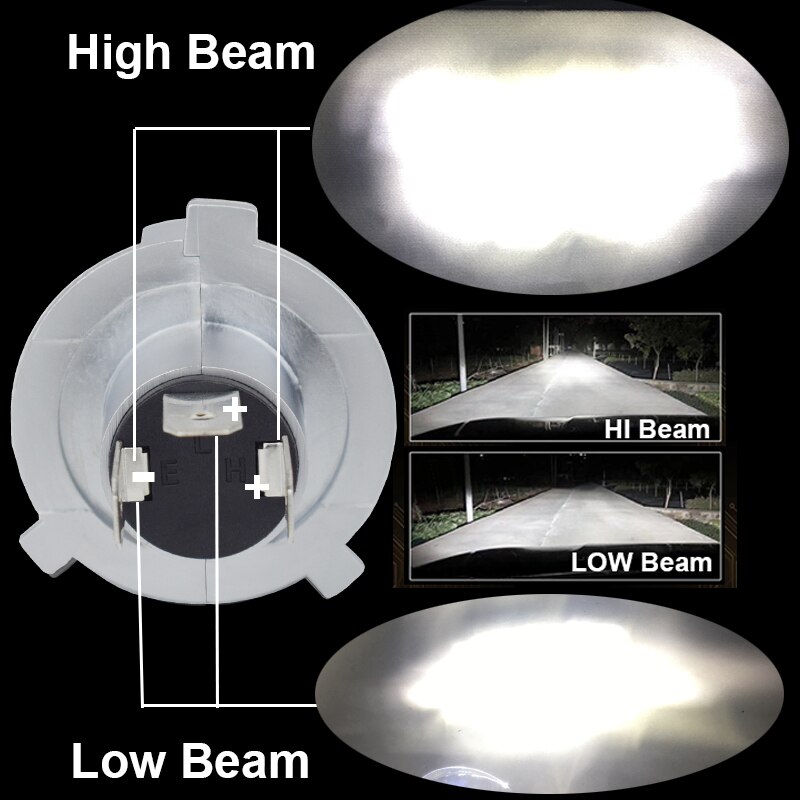 JALN7 Fighter-bombilla de faro LED H4, HS1, HB2, 12V, 60/55W, haz de Hilo, lámpara automática, 6500K, superblanco, amarillo, 3000K