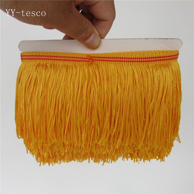 1 yards frynser kvast trimning blonde latin kjole macrame samba danse tøj blonder polyester enkelt bånd 10cm bredde: Gylden