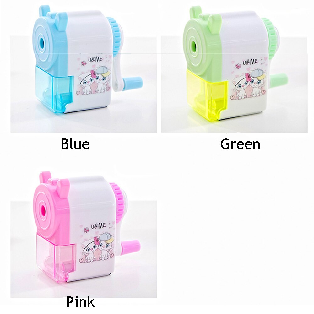 Afilador de accesorios mecánicos de manivela de estilo coreano, sacapuntas creativos con estampado de dibujos animados para estudiantes, para útiles escolares para niños