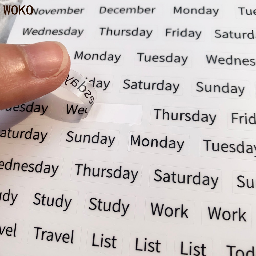 WOKO 8pcs Black Basic Calendar Week Plan Date Numb Grandado WOKO 8pcs Black Basic Calendar Week Plan Date Numb Grandado
