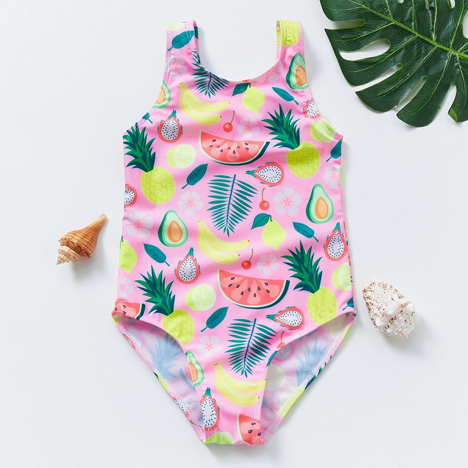 Bañador de una pieza para niños de 2 a 9 años, traje de baño de fruta y sandía, ropa de playa de verano para niñas, novedad de: 4-5years