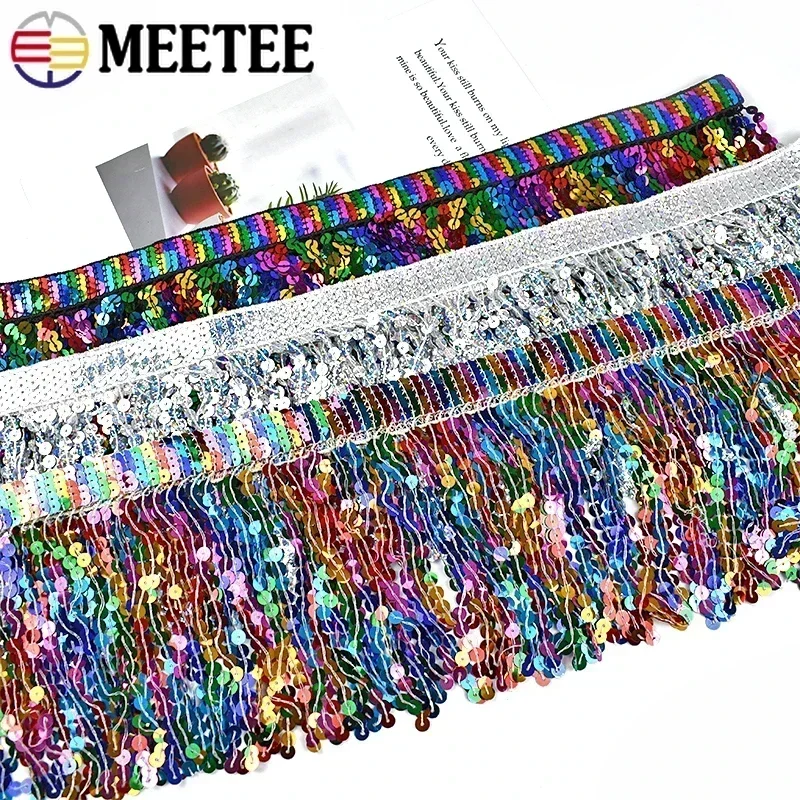2/5/9 Meter 16 cm Perlen Fransenbesatz Pailletten Nähen Quaste bestickte Fransen Spitzenband Latein Kleid Kleidungsstück Besatzzubehör
