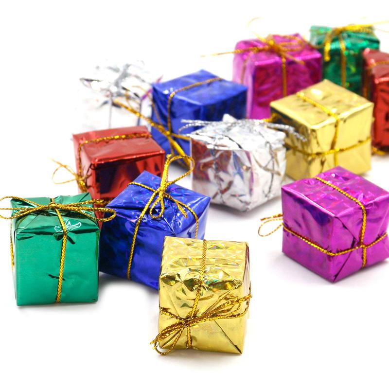 Set  of 12 glittriga julask hängande träddekorationer i olika färger