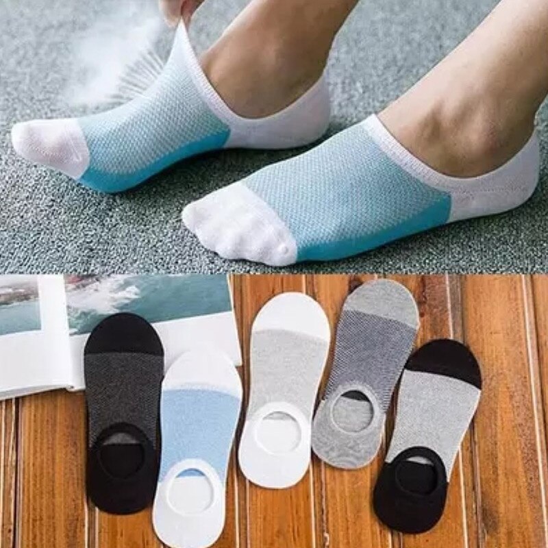 5 Pairs Mens Socks Mesh Invisible Short Ankle Socks Breathable Thin Boat Sock X85