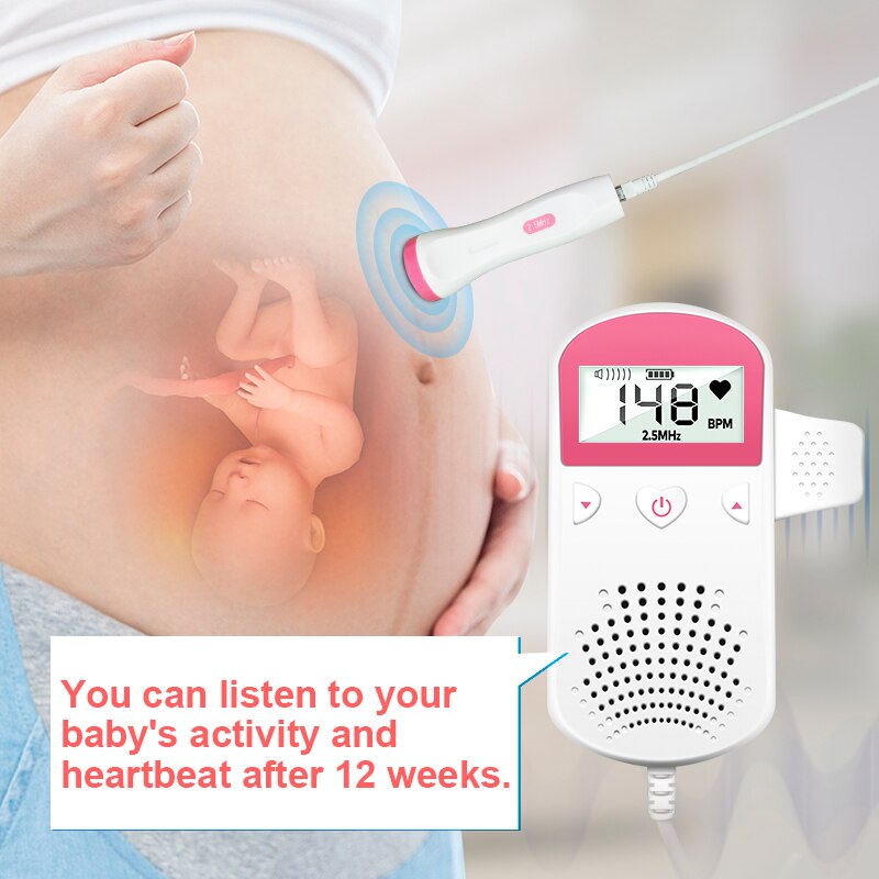 Doppler Fetal Heart Rate Monitor Home Pregnancy Baby Sound Heart Rate Detector LCD Display No Radiation Heart Rate Detection