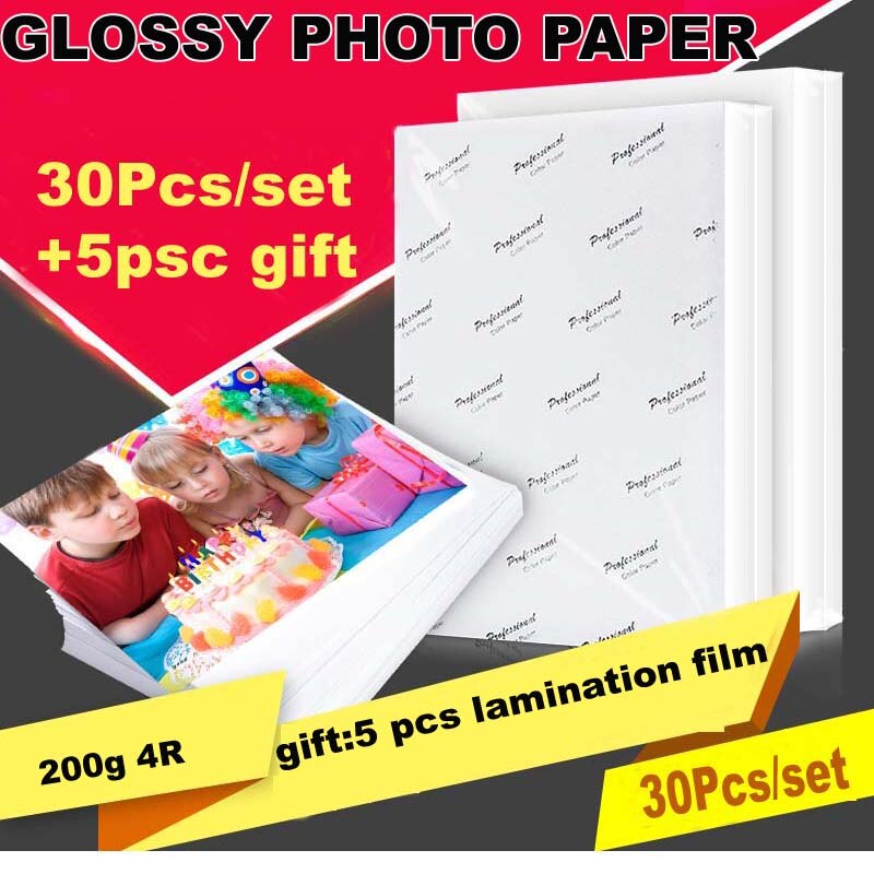 30 Sheets Glossy 4R 6inch 4x6 Photo Paper for Photographic Paper Printing for Inkjet Printers Office Supplies