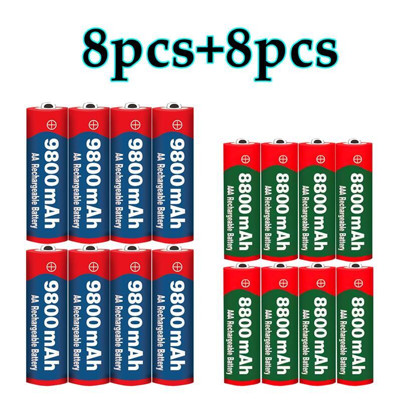 1.5v aa 9800 mah +1.5v aaa 8800 mah alkaline 1.5v genopladeligt batteri til urlegetøj kamera batteri