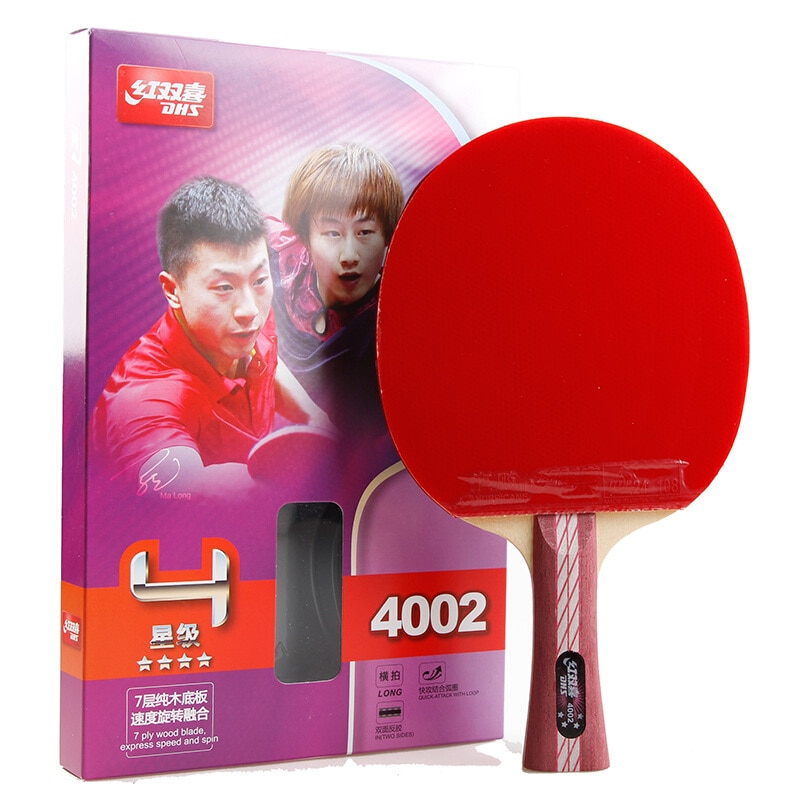 Raquetes de tênis de mesa dhs 4002 4006 com furacão de borracha 3, pips-em raquete conjunto ping pong bat paddle