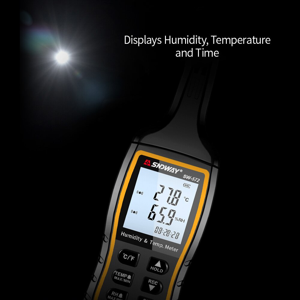SNDWAY SW-572 Digital Temperature and Humidity Meter Mini Thermometer Hygrometer with Max/Min/Data Hold Time Display Mode