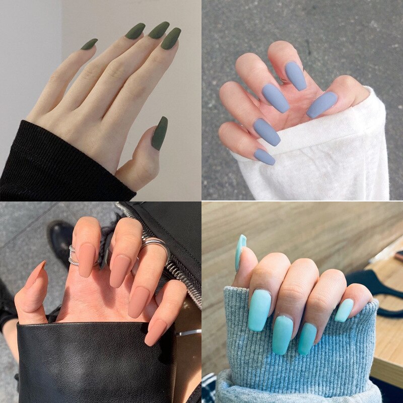 Tragen Nagel Europäischen und Amerikanischen Nagel Nagel Kurz matt und Langen Nagel Nagel Patch Einfarbig Trapez Nagel Produkt