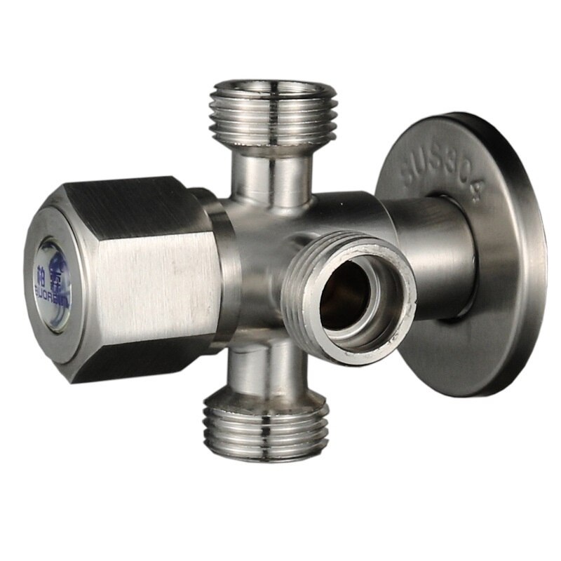 Válvula de ángulo de acero inoxidable G1/2 ", calentador de agua, entrada de inodoro, válvula de parada de agua, grifo, 1way 2way 3way 4way 304: D  1 in 3 out