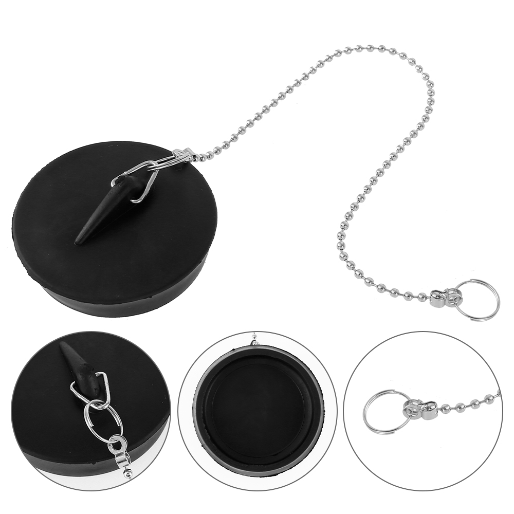 2 Stuks Gootsteenplug Universele Rubberen Afvoerstop Met Ronde Kralen Ketting Bad Gootsteen Afvoer Stopstekker Voor Keuken En Badkamer
